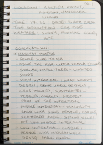 Field Notes, Page 1.